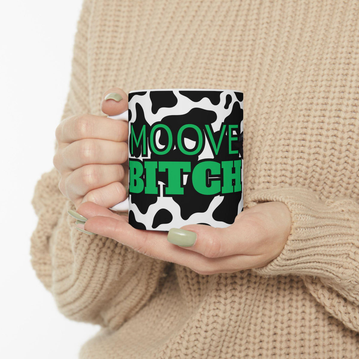 Moove Bitch Ceramic Cow Mug, Gift for Cow Lovers, Cute Farmhouse Decor, Fun Kitchenware, Birthday Present, Coffee Tea Cup