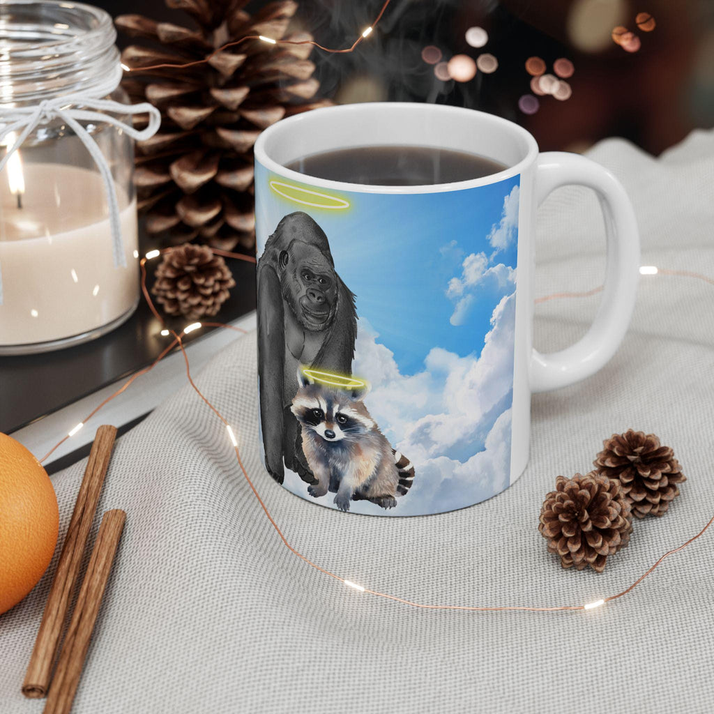 Harambe, Peanut and Fred - Legends Never Die Ceramic Mug - Perfect Gift for Animal Lovers, Unique Coffee Cup, Birthday, Nature Lover