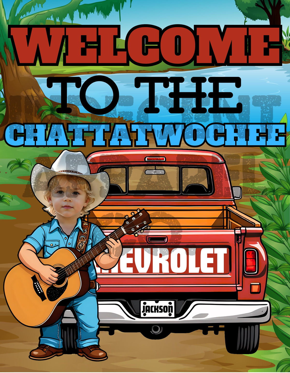 ChattaTWOchee Birthday Poster – Country 2nd Birthday Party Sign – Custom Name & Age – 30x40 Welcome Sign – Digital or Printed