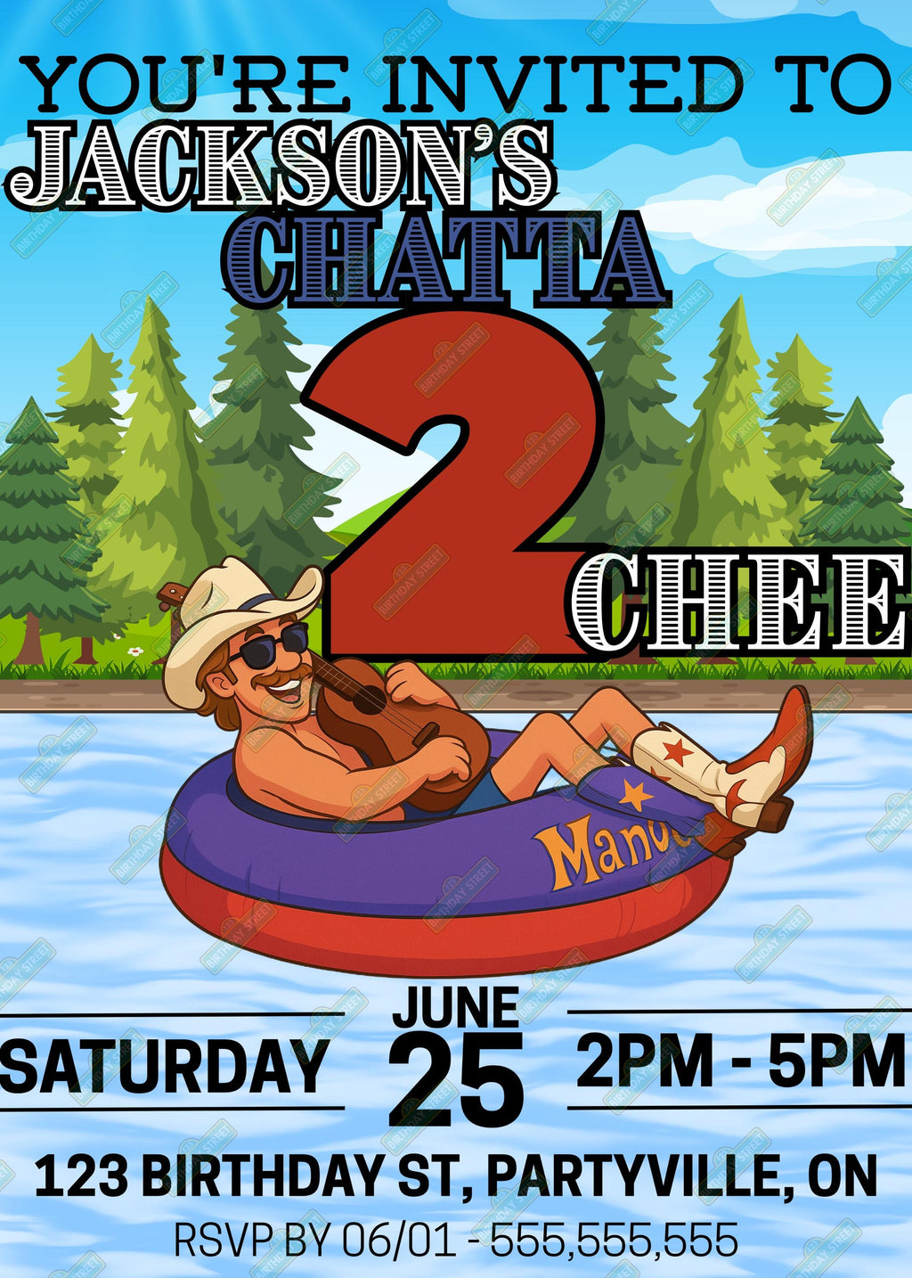 ChattaTWOchee Birthday Invitation – Country 2nd Birthday Party Invite – Custom Name – Printable Digital Download