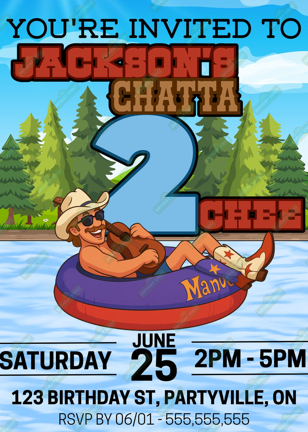 ChattaTWOchee Birthday Invitation – Country 2nd Birthday Party Invite – Custom Name – Printable Digital Download