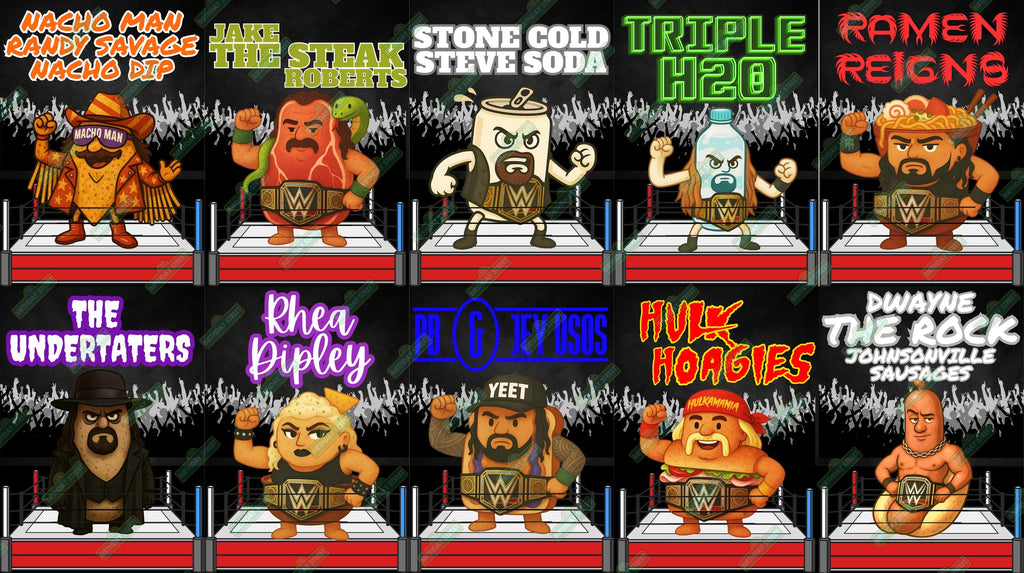 Wrestling Food & Beverage Signs – Wrestling Birthday Party Decor – Concessions Table Signs – 30 Signs - Printable Digital Download