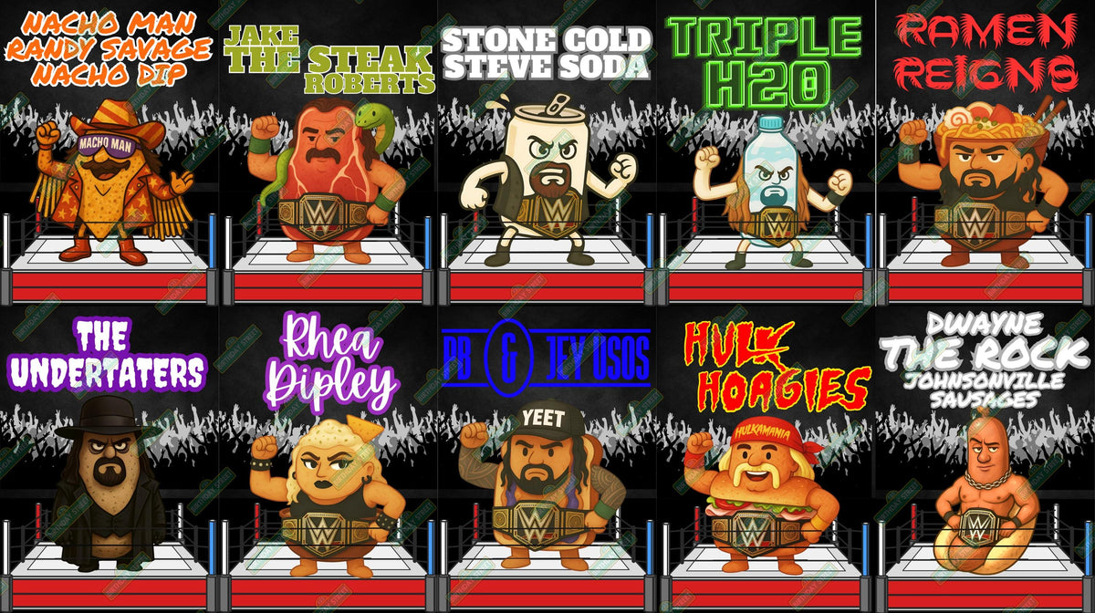 Wrestling Food & Beverage Signs – Wrestling Birthday Party Decor – Concessions Table Signs – 30 Signs - Printable Digital Download