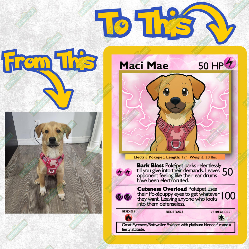 Custom Pokepet Card - PNG - Pet Card - Unique Pet Gift - Birthday Gift - Christmas Gift - Pet Memorial Gift - Digital - Printable