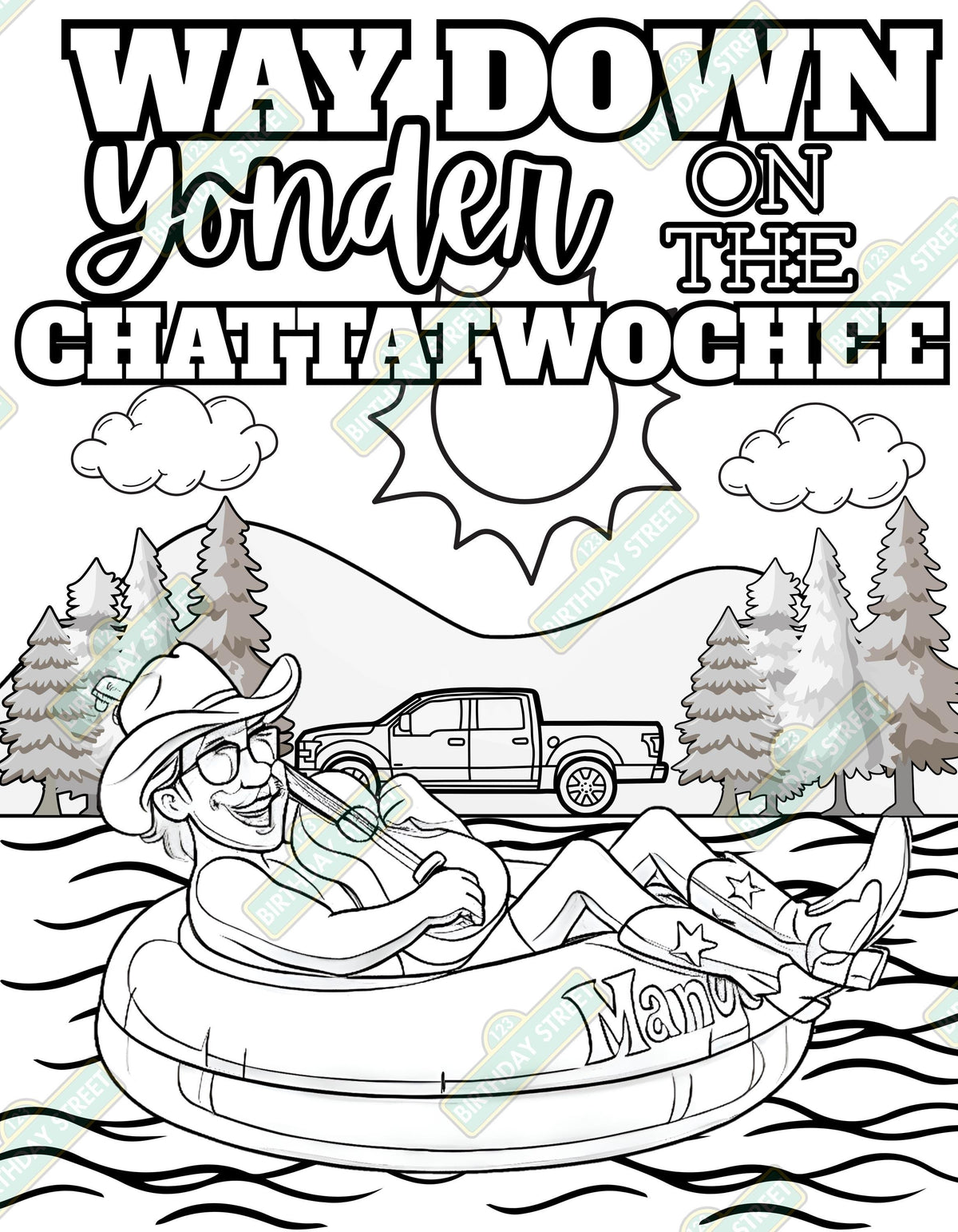 Chattatwochee Birthday Coloring Pages – Custom Name Coloring Sheets – Country 2nd Birthday Activity - 8 Pages – Printable Digital Download