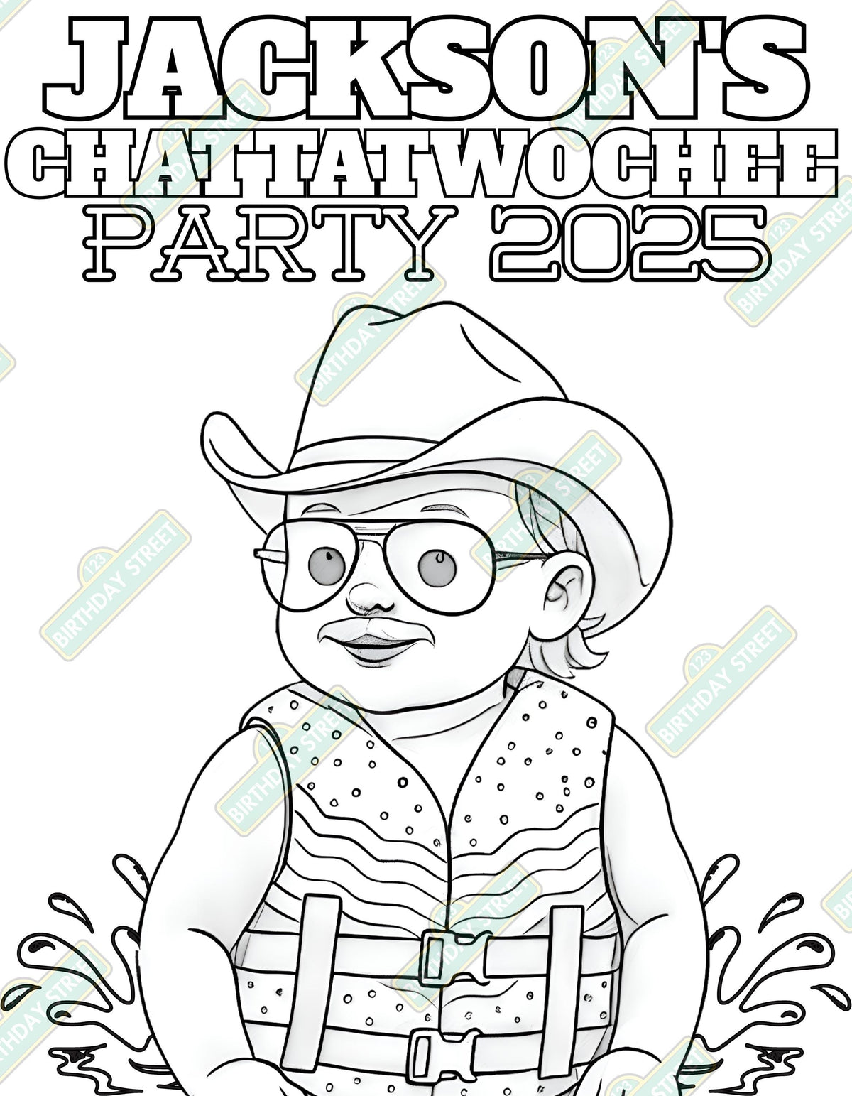 Chattatwochee Birthday Coloring Pages – Custom Name Coloring Sheets – Country 2nd Birthday Activity - 8 Pages – Printable Digital Download