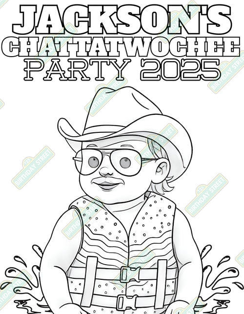 Chattatwochee Birthday Coloring Pages – Custom Name Coloring Sheets – Country 2nd Birthday Activity - 8 Pages – Printable Digital Download