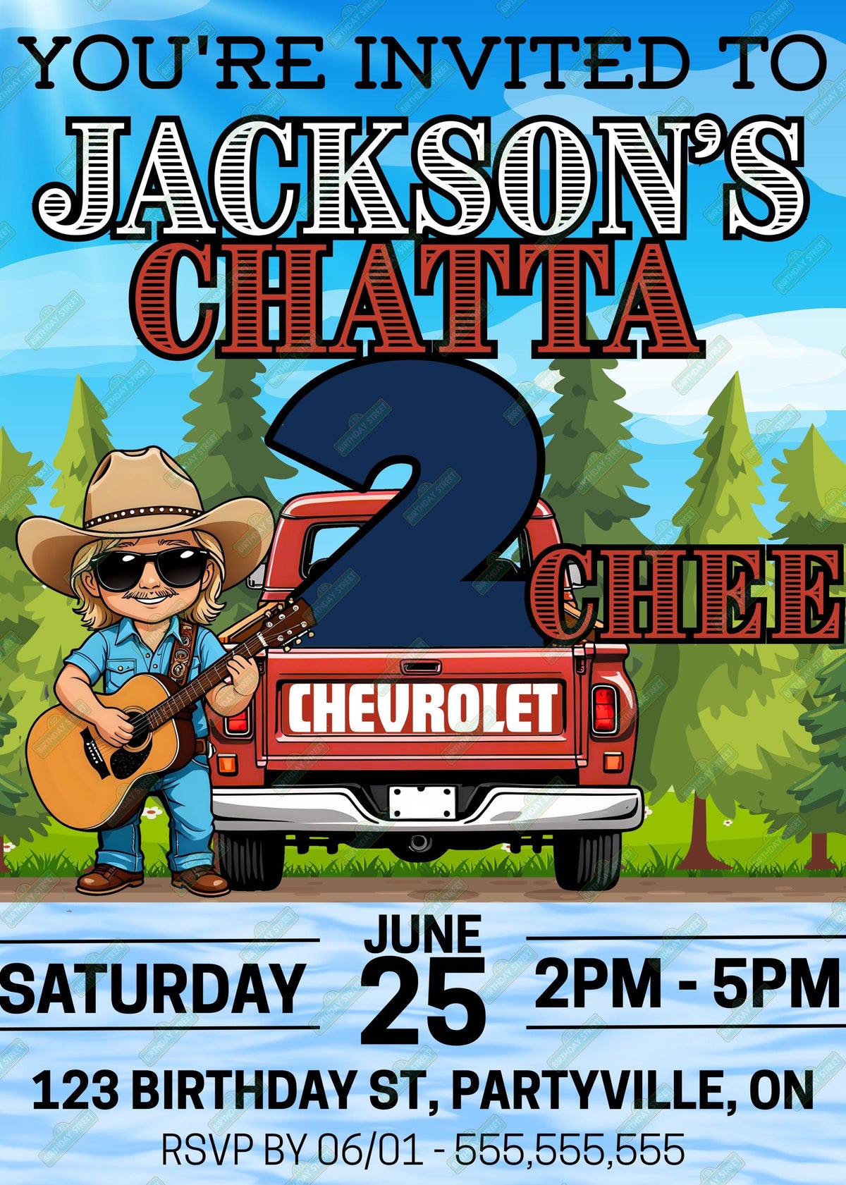 ChattaTWOchee Birthday Invitation – Country 2nd Birthday Party Invite – Custom Name – Printable Digital Download