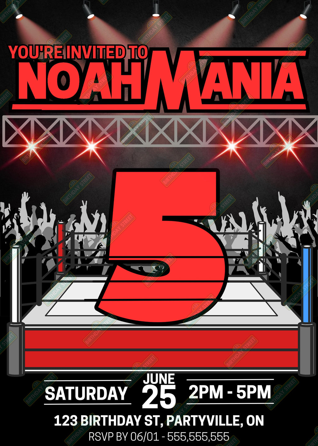 Wrestling Birthday Invitation – Custom Name Age Wrestling Party Invite – Kids Wrestling Birthday Party Invitation – Digital Download