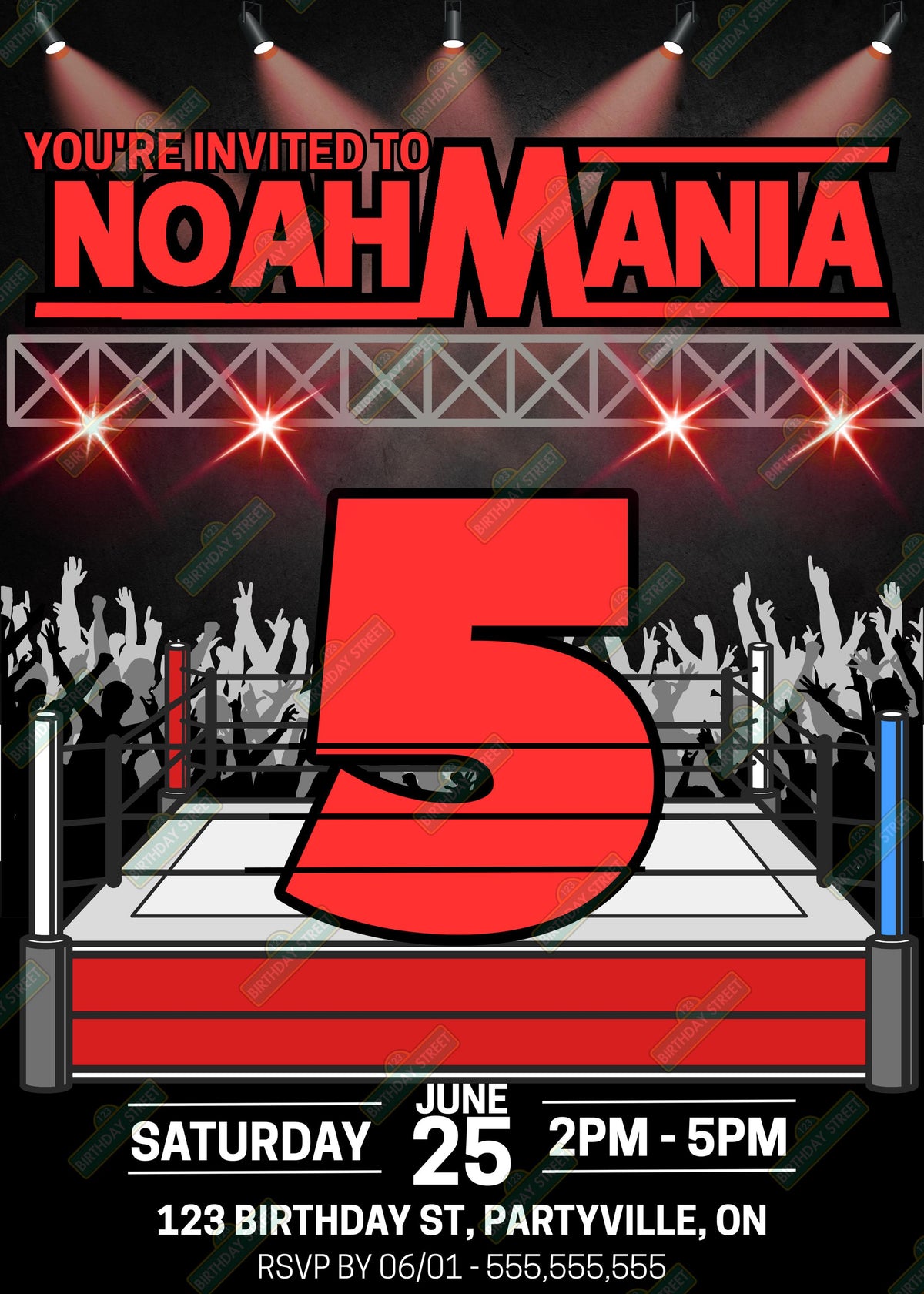Wrestling Birthday Invitation – Custom Name Age Wrestling Party Invite – Kids Wrestling Birthday Party Invitation – Digital Download