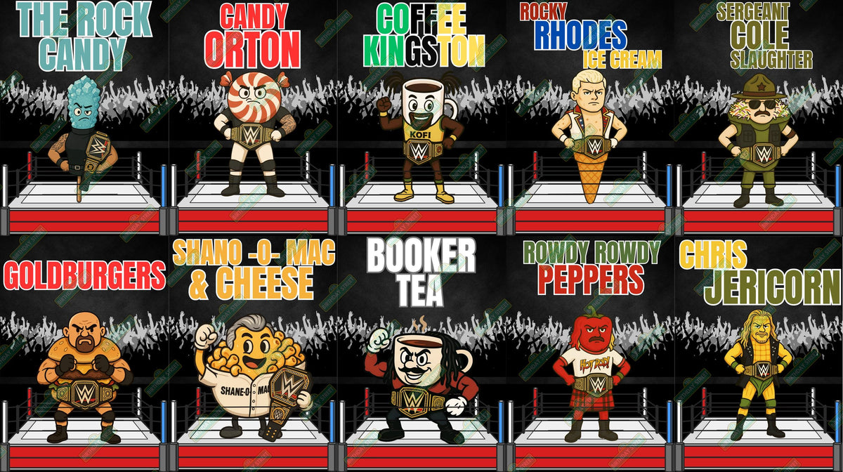 Wrestling Food & Beverage Signs – Wrestling Birthday Party Decor – Concessions Table Signs – 30 Signs - Printable Digital Download
