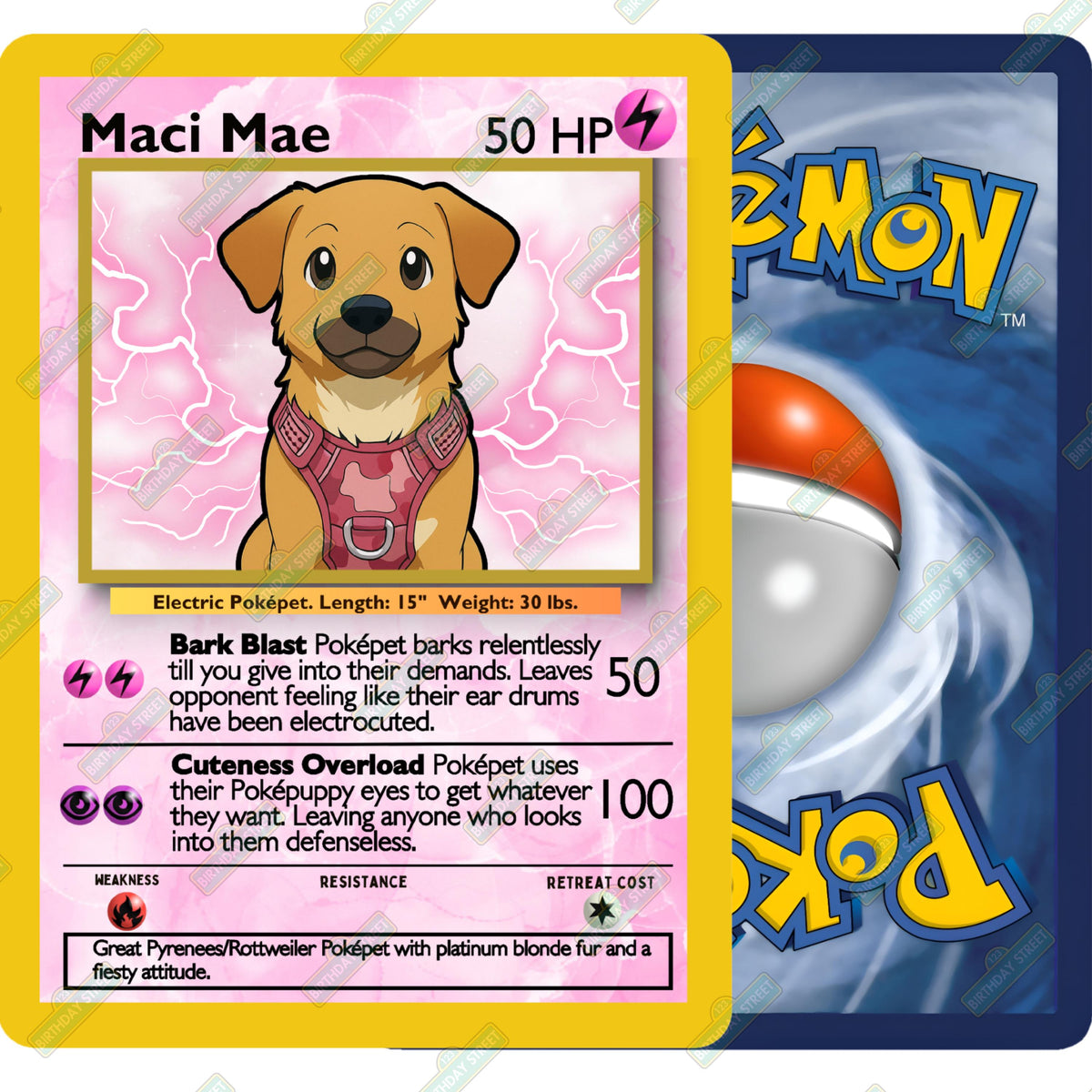 Custom Pokepet Card - PNG - Pet Card - Unique Pet Gift - Birthday Gift - Christmas Gift - Pet Memorial Gift - Digital - Printable