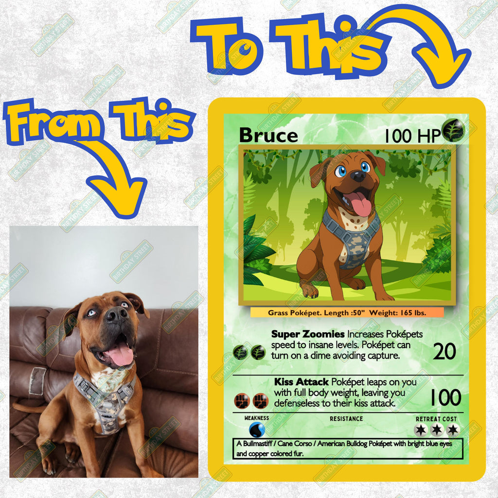 Custom Pokepet Card - PNG - Pet Card - Unique Pet Gift - Birthday Gift - Christmas Gift - Pet Memorial Gift - Digital - Printable