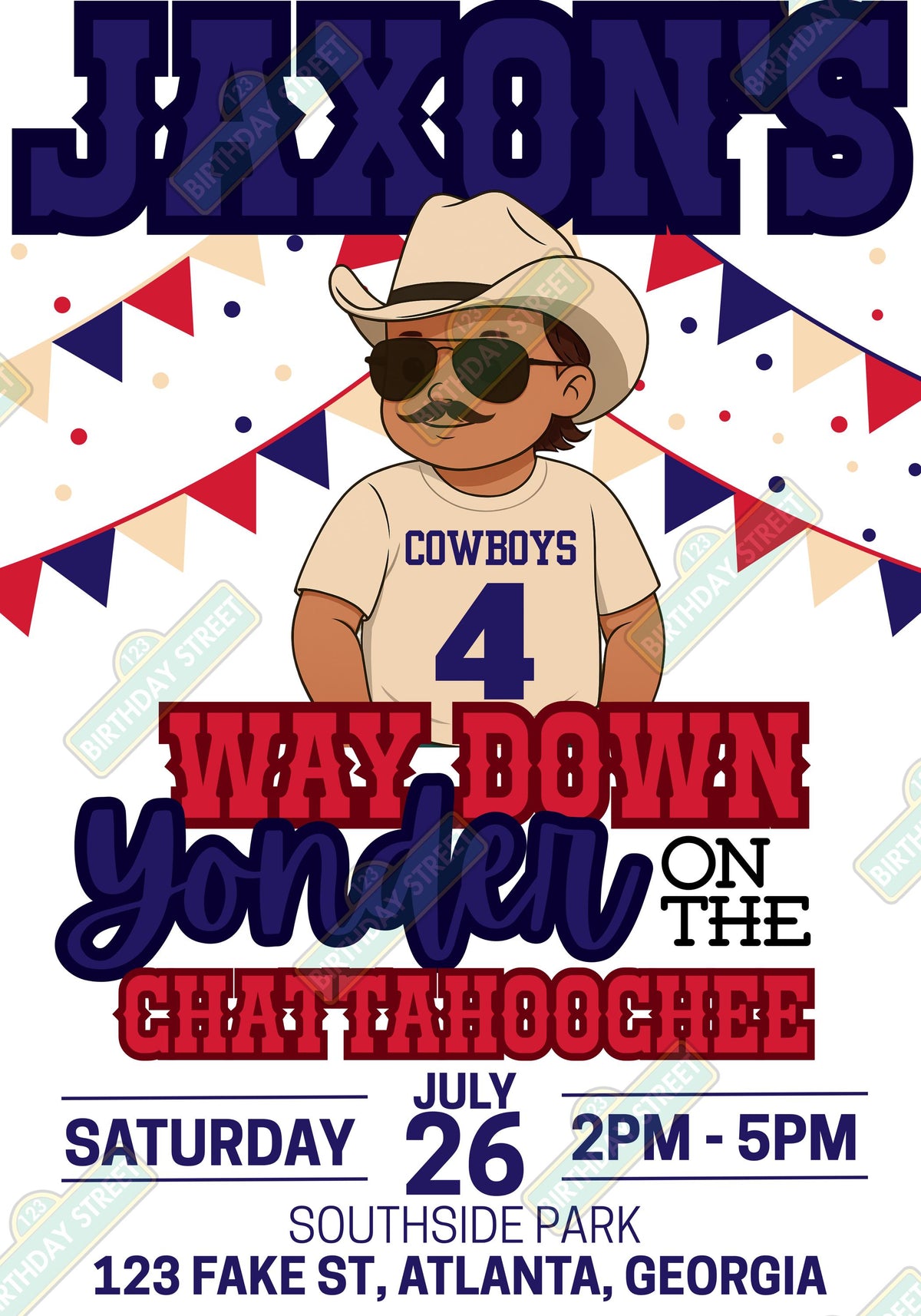 Chattahoochee Birthday Invitation – Country 1st Birthday Party Invite – Custom Name & Age – Printable Digital Download