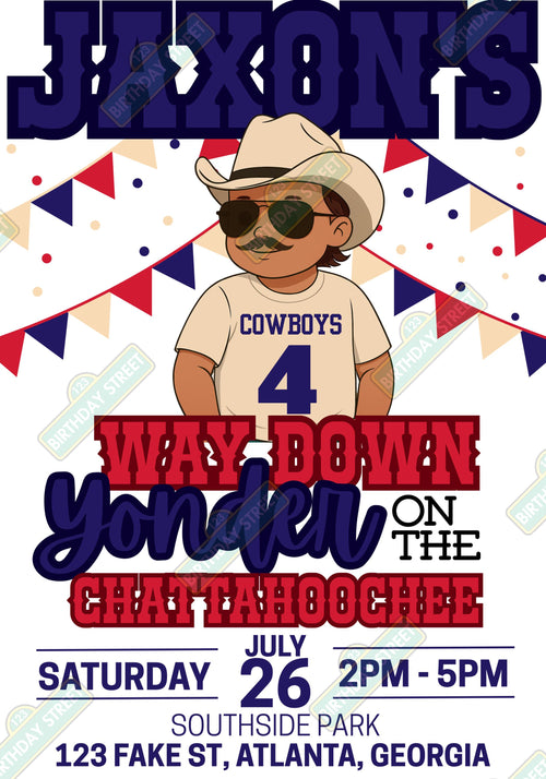 Chattahoochee Birthday Invitation – Country 1st Birthday Party Invite – Custom Name & Age – Printable Digital Download