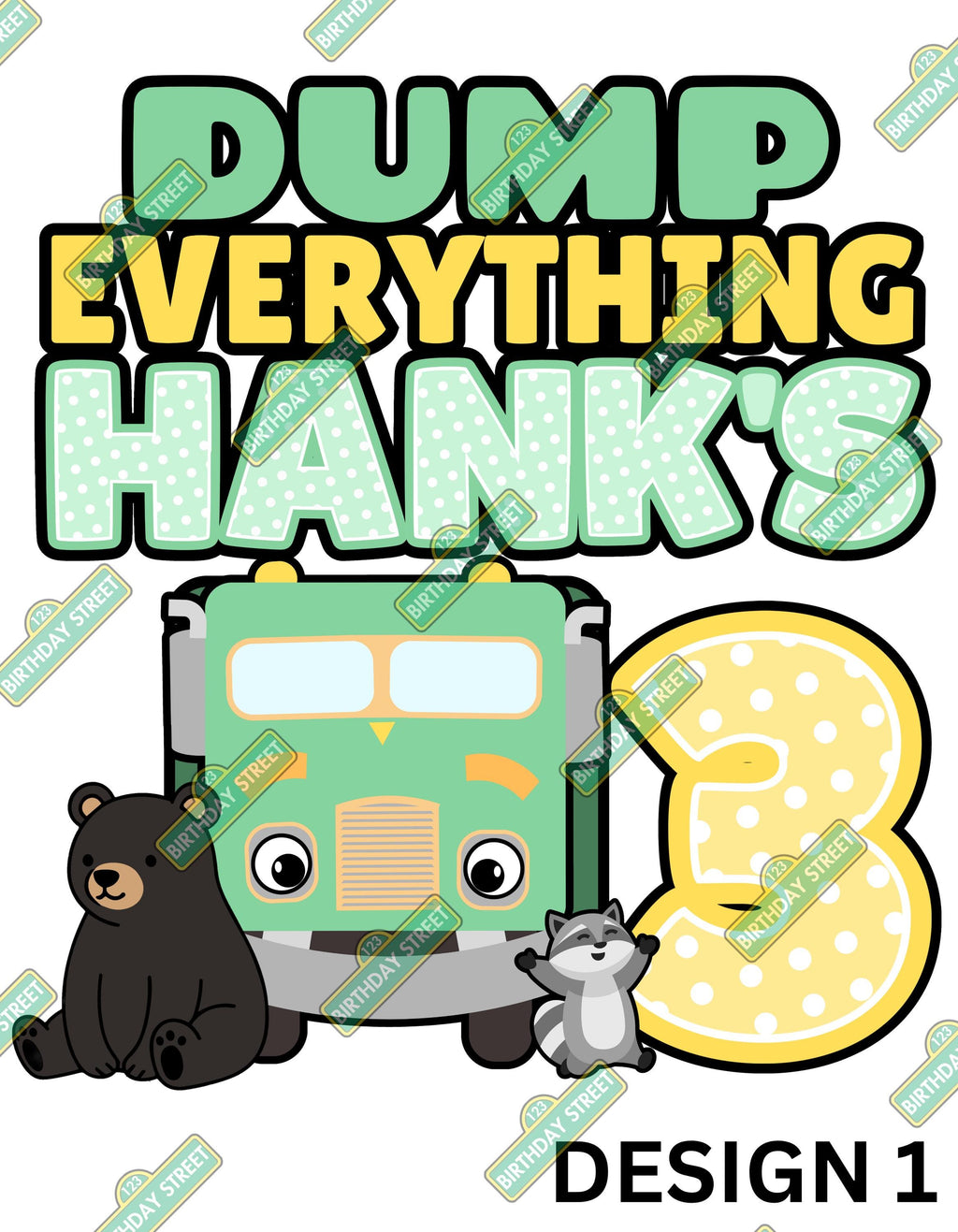 Custom Garbage Truck Birthday File PNG - Trash Truck Shirt File - Custom Name & Age File - 2nd 3rd 4th 5th Birthday - Digital File