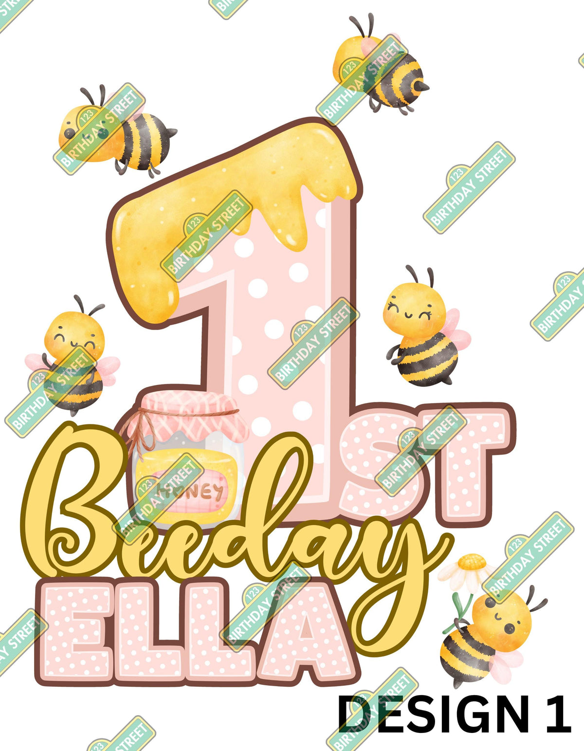 Custom First Beeday Birthday Digital File PNG - 1st Birthday File - Bee Birthday File - Custom Name File - Digital File