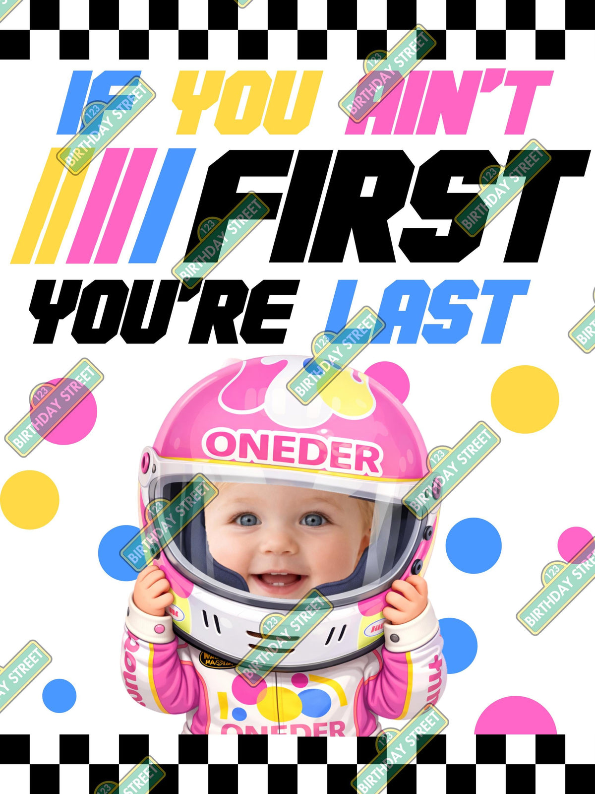 Custom If You Ain't First You're Last Girl Poster - 1st Birthday Poster - Custom Racing Poster - 40"x 30" Printed or Digital Download