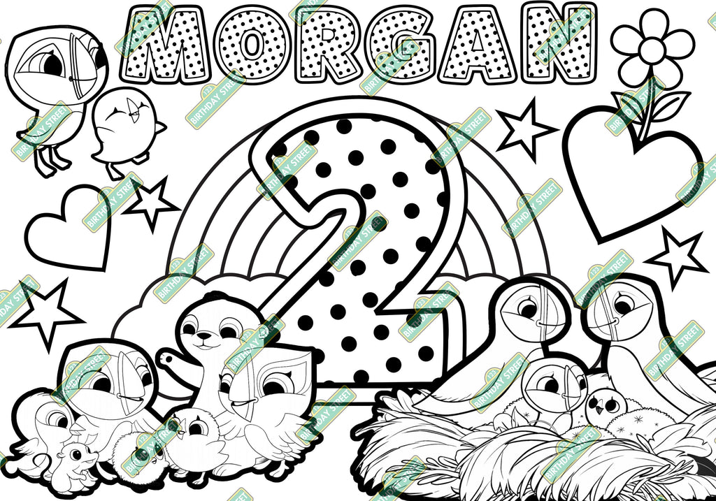 Custom Puffin Birthday Coloring Page