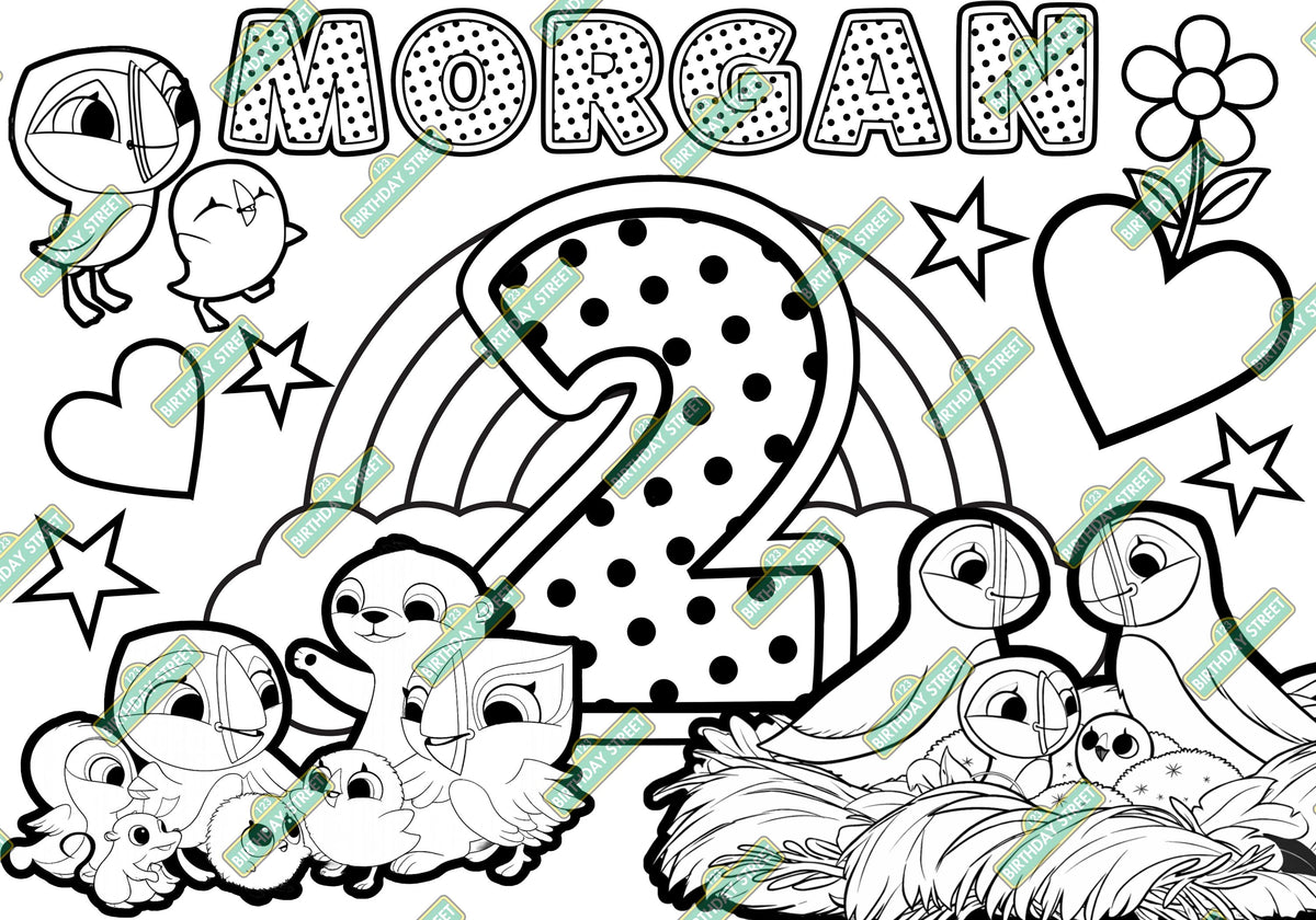 Custom Puffin Birthday Coloring Page