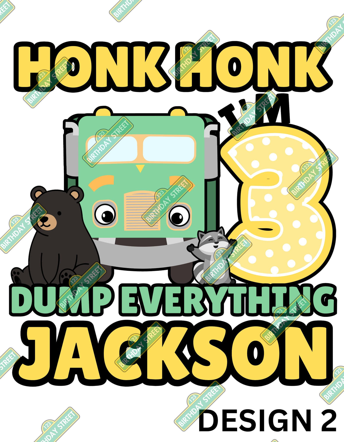 Custom Garbage Truck Birthday File PNG - Trash Truck Shirt File - Custom Name & Age File - 2nd 3rd 4th 5th Birthday - Digital File