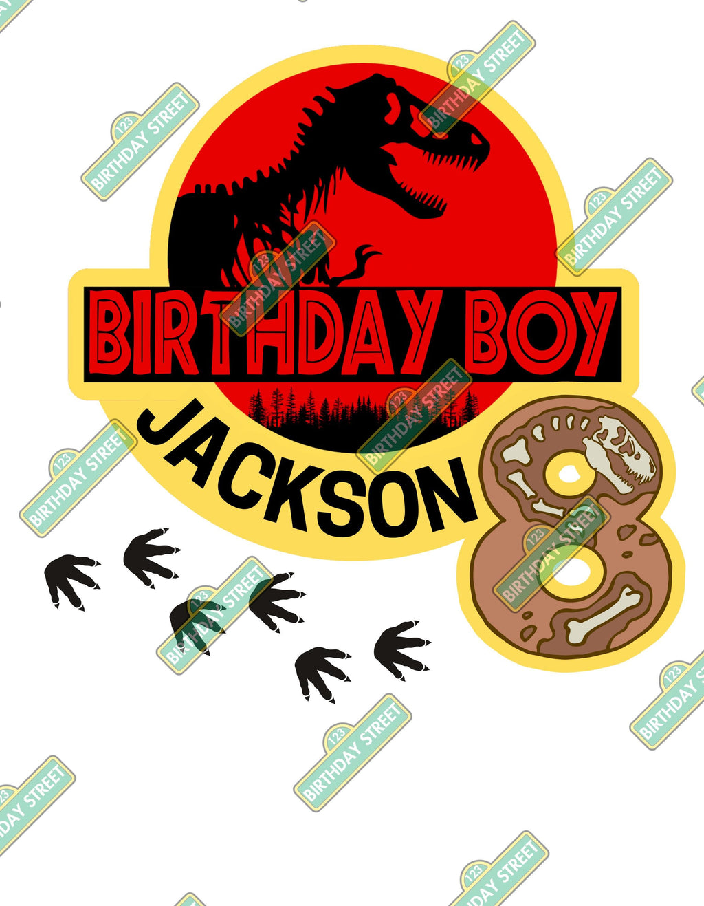 Custom Dinosaur Birthday Digital Shirt File PNG - Dino File - TREX File - Custom Name & Age File - Digital File