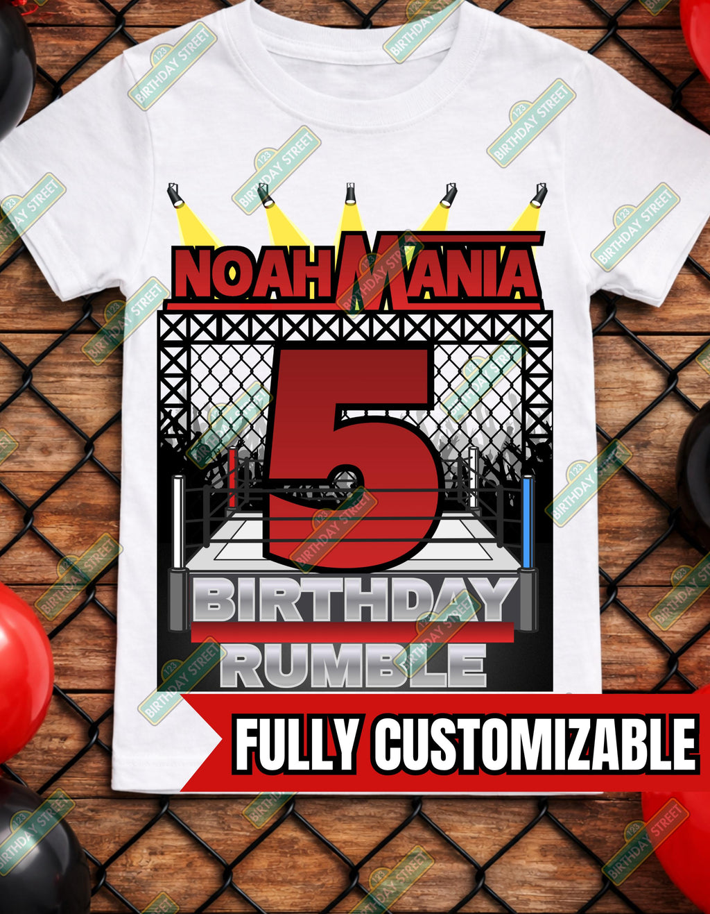 Wrestling Birthday Shirt, Custom Name Age Birthday Rumble Tee, Kids Wrestling Party Shirt