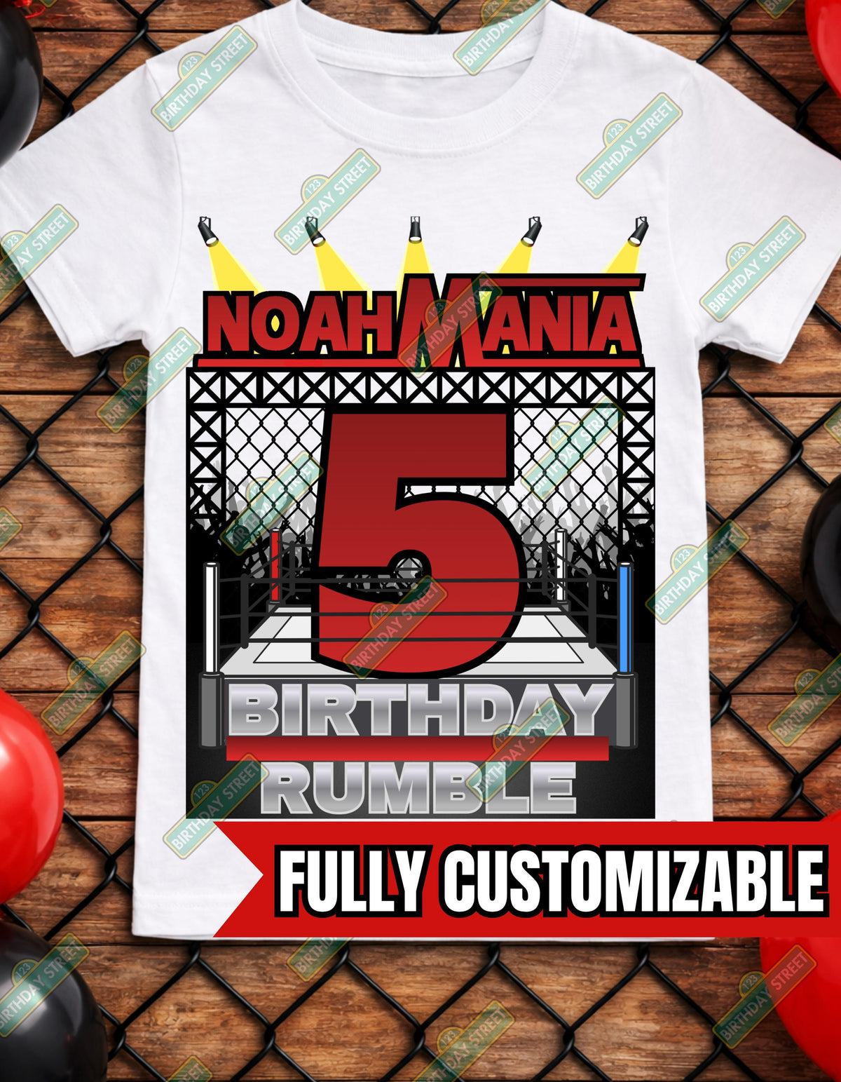 Wrestling Birthday Shirt, Custom Name Age Birthday Rumble Tee, Kids Wrestling Party Shirt