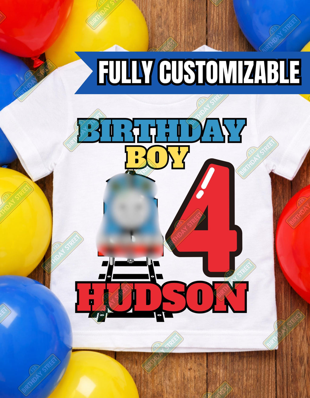 Custom Train Named Thomas Birthday Tee - Train Birthday Shirt - Custom Name & Age Birthday Shirt - Boy Birthday Shirt - 1st 2nd 3rd Birthday
