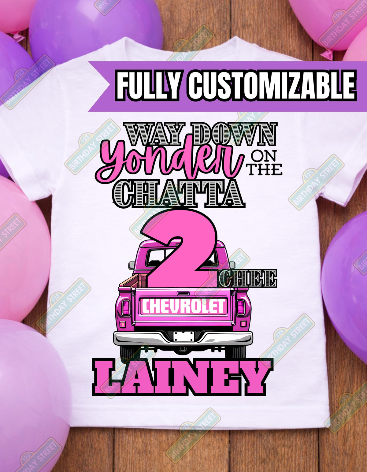 Way Down Yonder on the Chattatwochee Birthday Shirt – Custom Name Tee – Country Music Birthday Shirt – 2nd Birthday - Girl Style