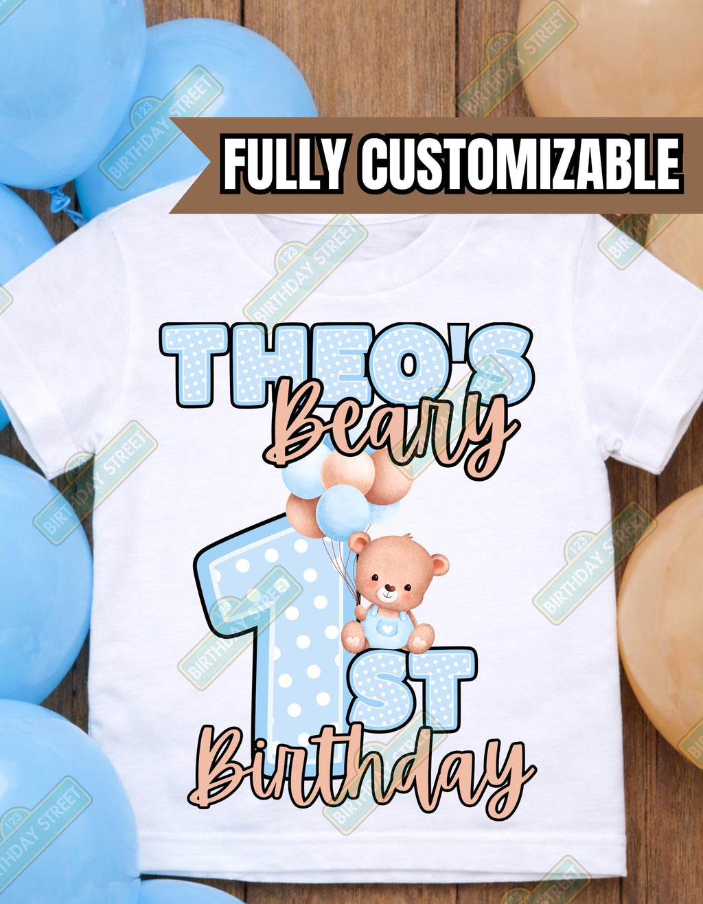 Custom Beary First Birthday Tee or Onesie - 1st Birthday Shirt - Bear Birthday Shirt - Custom Name Shirt - Animal Birthday Shirt