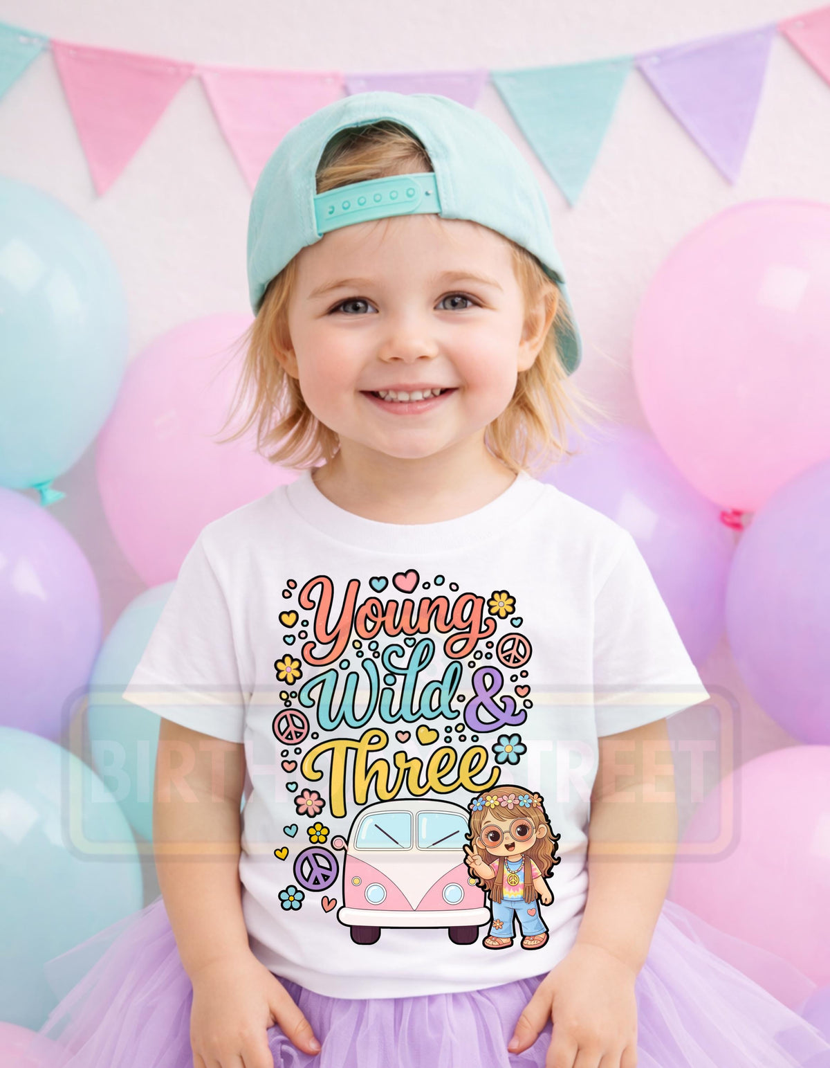 Young, Wild and Three Third Birthday Tee - 3rd Birthday Shirt - Hippie Birthday Shirt - Wild Flower Birthday Shirt - Custom Name Shirt