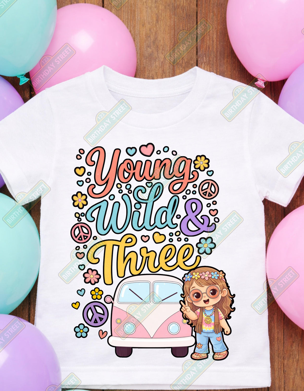 Young, Wild and Three Third Birthday Tee - 3rd Birthday Shirt - Hippie Birthday Shirt - Wild Flower Birthday Shirt - Custom Name Shirt