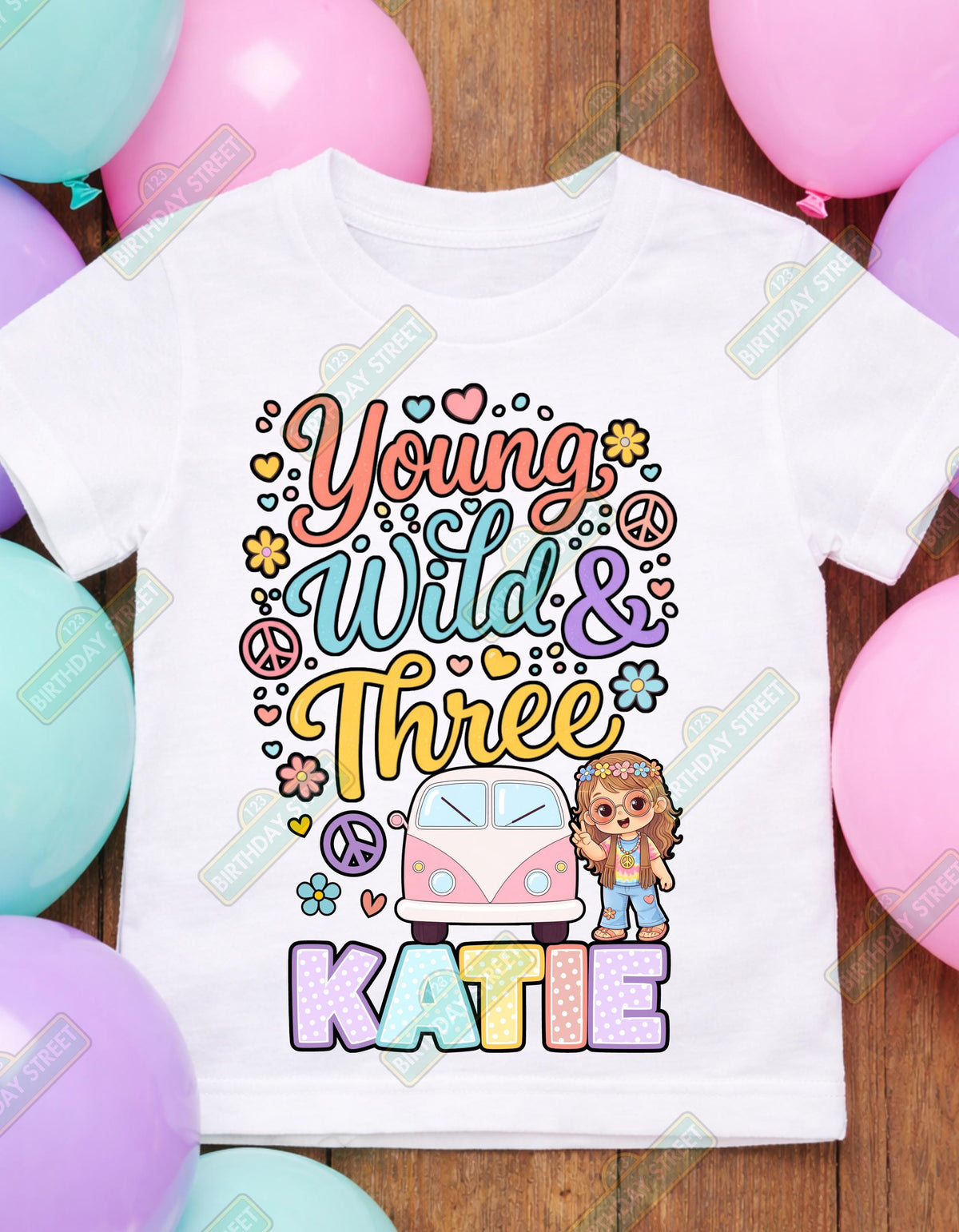Young, Wild and Three Third Birthday Tee - 3rd Birthday Shirt - Hippie Birthday Shirt - Wild Flower Birthday Shirt - Custom Name Shirt