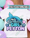 Mermaid Birthday Shirt – Custom Name & Age – Under the Sea Birthday Tee – Girls Mermaid Party Shirt – Personalized Mermaid Birthday Outfit