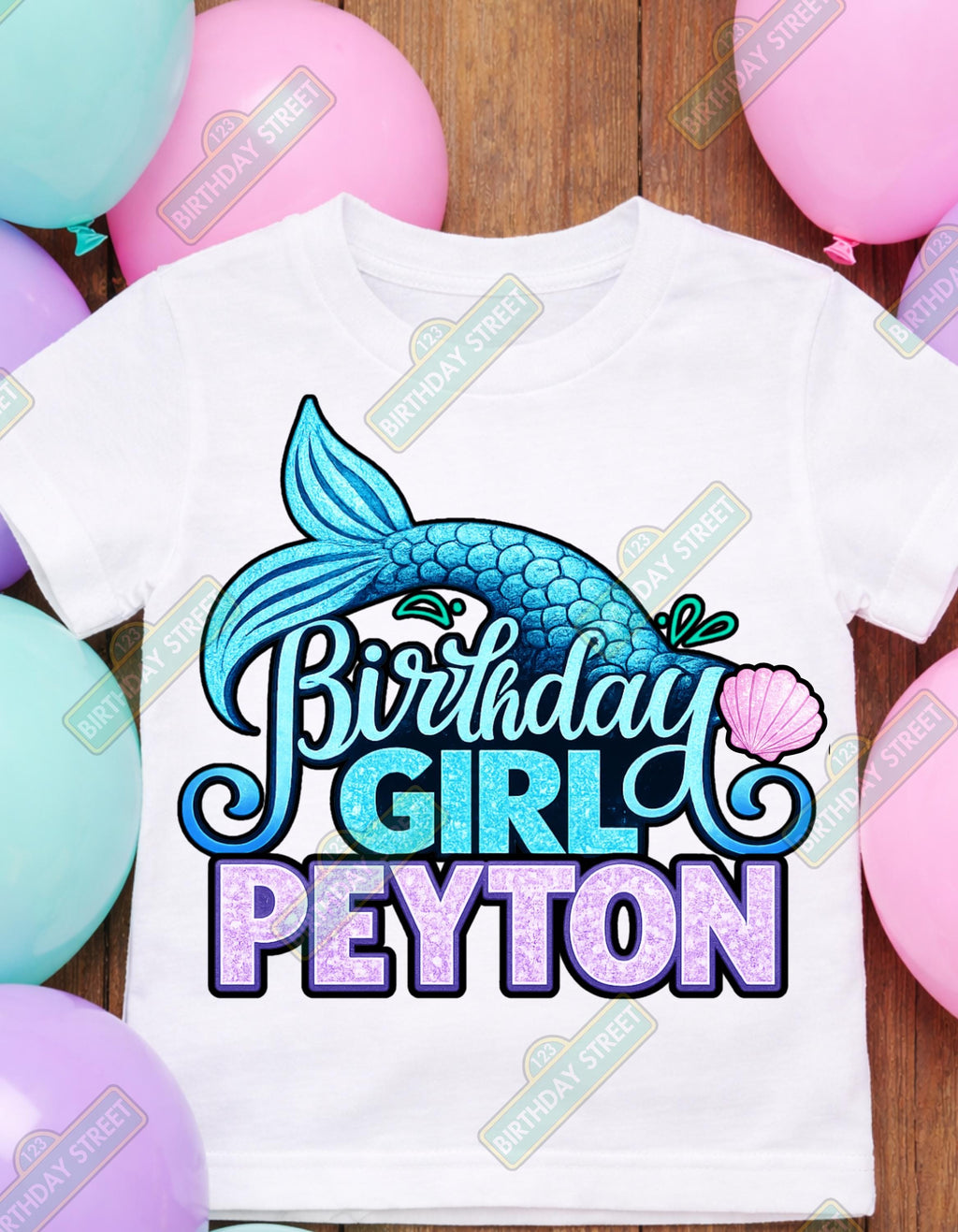 Mermaid Birthday Shirt – Custom Name & Age – Under the Sea Birthday Tee – Girls Mermaid Party Shirt – Personalized Mermaid Birthday Outfit