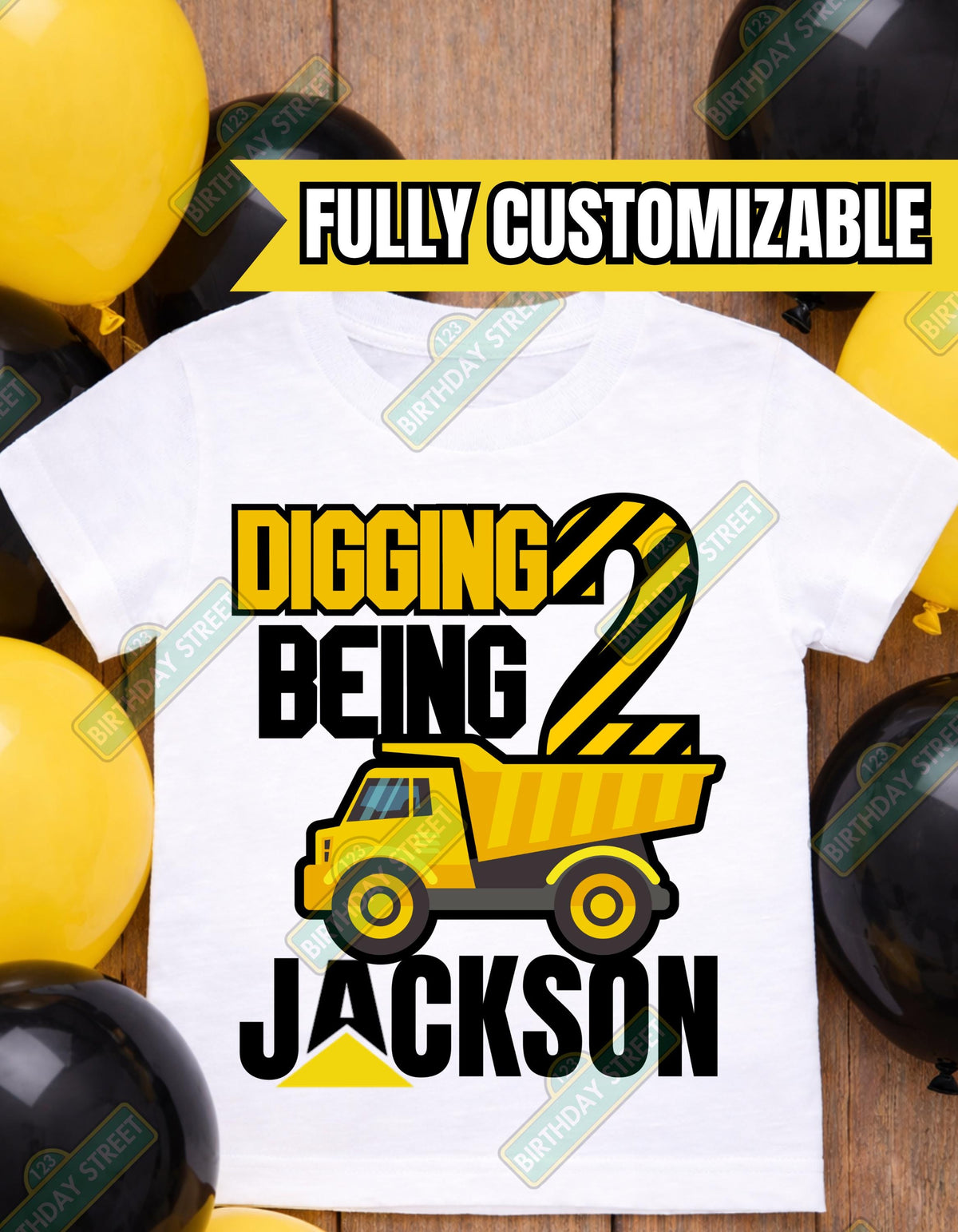 Custom Construction Birthday Tee - Digging Being Shirt - 2nd 3rd 4th 5th Birthday Shirt - Custom Name & Age Shirt - Truck Shirt