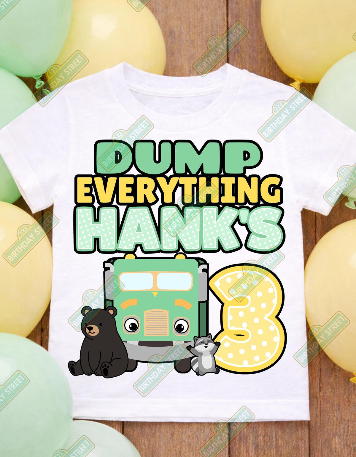 Custom Garbage Truck Birthday Tee - Trash Truck Shirt - Custom Name & Age Shirt - 2nd 3rd 4th 5th Birthday - Truck Birthday Shirt