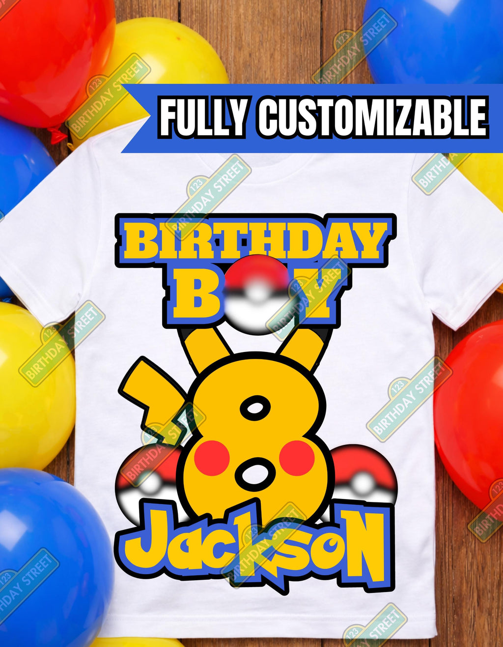 Custom Pocket Monster Birthday Tee - Custom Name & Age Birthday Shirt - Video Game Birthday Shirt - Card Game Birthday Shirt
