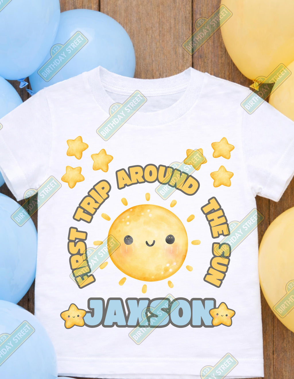 First Trip Around the Sun Custom First Birthday Tee - 1st Birthday Shirt - Space Birthday Shirt - Sun Birthday Shirt - Custom Name Birthday