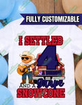 Settled for a Burger & Grape Snowcone 4th Birthday Shirt – Chattahoochee Inspired Birthday Tee – Custom Name Age 4 Birthday Shirt