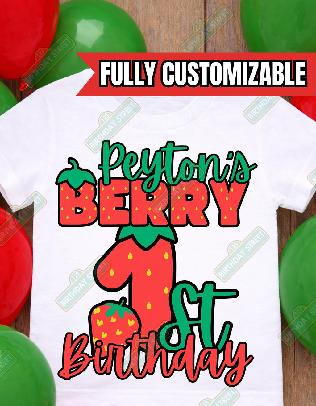 Berry First Birthday Tee or Onesie - 1st Birthday Shirt - Fruit Birthday Shirt - Strawberry Birthday Shirt - Custom Name Shirt