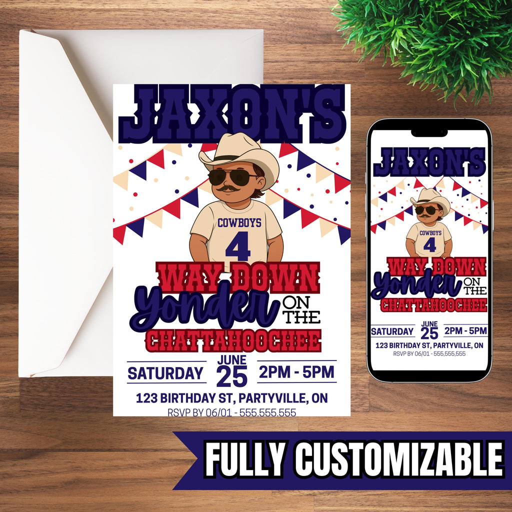 Chattahoochee Birthday Invitation – Country 1st Birthday Party Invite – Custom Name & Age – Printable Digital Download