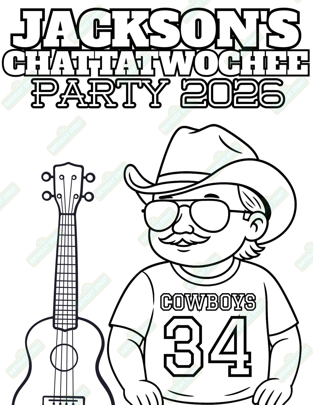 Chattatwochee Birthday Coloring Pages – Custom Name Coloring Sheets – Country 2nd Birthday Activity - 8 Pages – Printable Digital Download