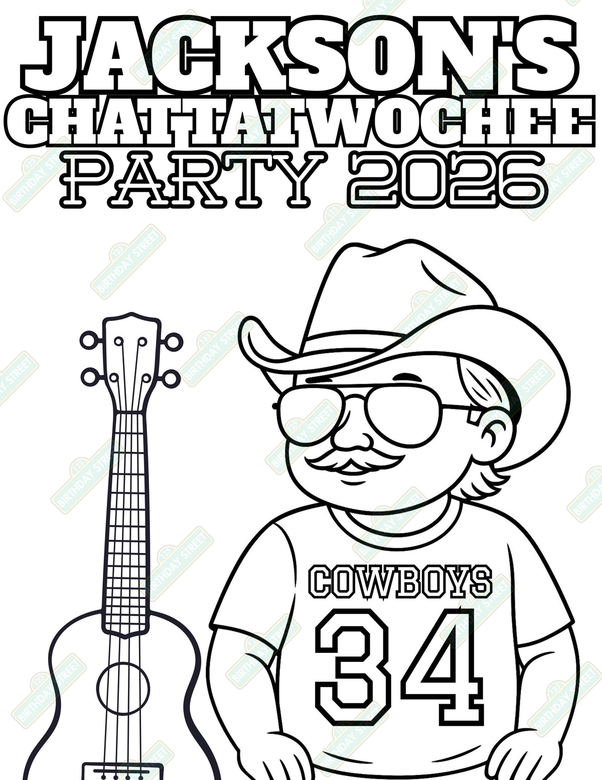 Chattatwochee Birthday Coloring Pages – Custom Name Coloring Sheets – Country 2nd Birthday Activity - 8 Pages – Printable Digital Download