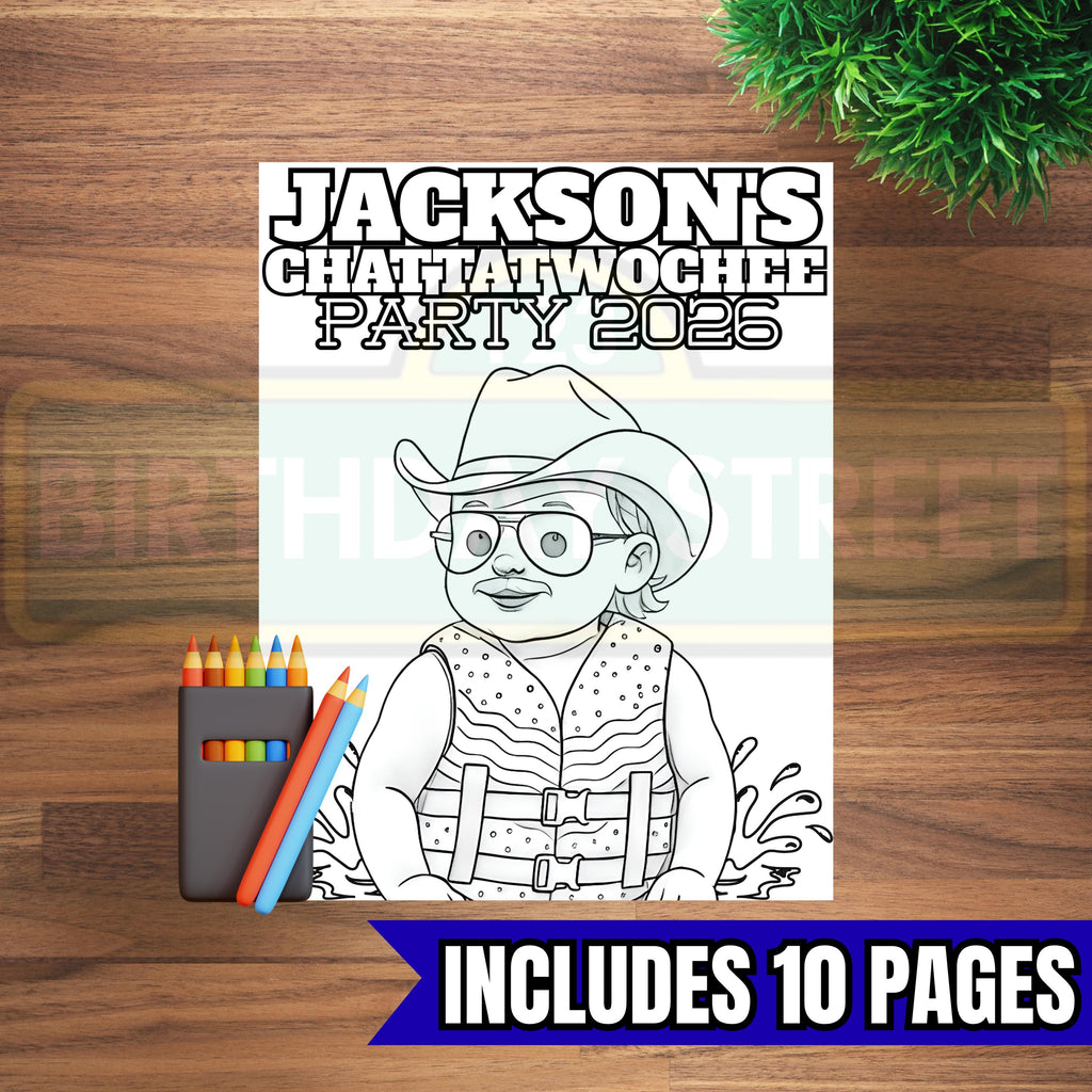 Chattatwochee Birthday Coloring Pages – Custom Name Coloring Sheets – Country 2nd Birthday Activity - 8 Pages – Printable Digital Download