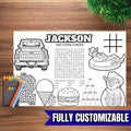 Custom CHATTATWOCHEE Activity Placemats - Color, Maze, Word Search - 2nd Birthday -Up to 10 Names - Digital File