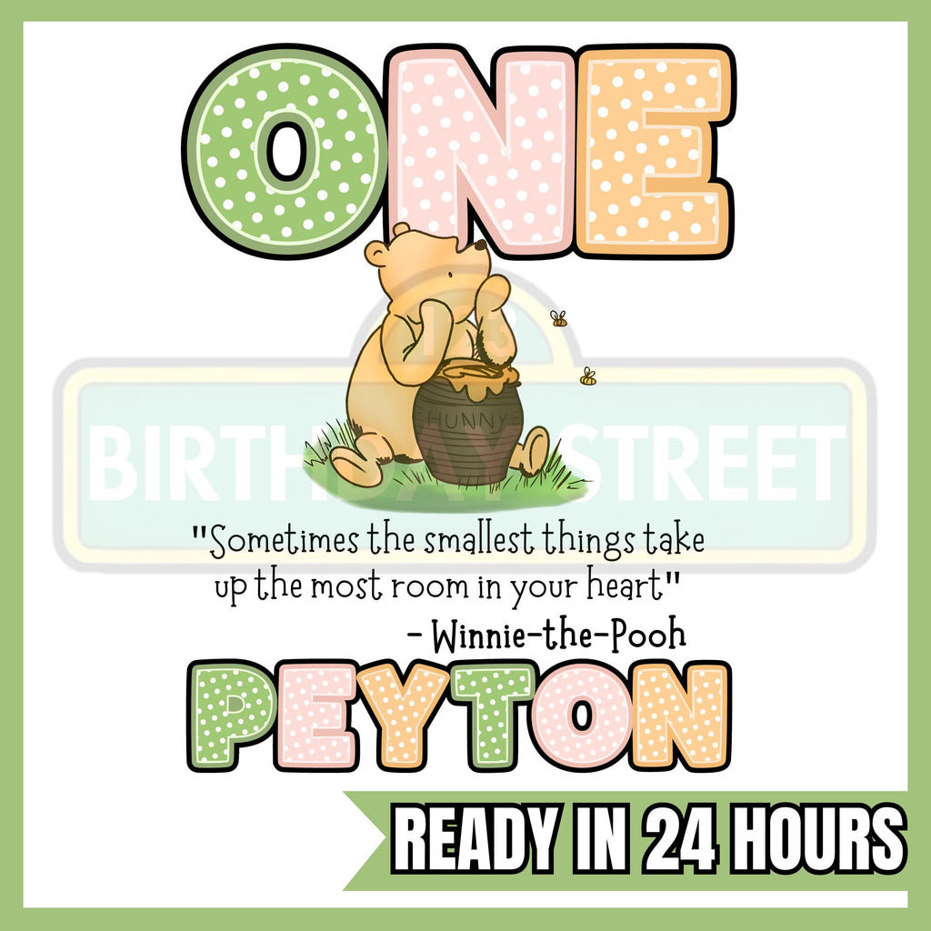 Custom Winnie-The-Pooh Digital File PNG - First Birthday File - 1st Birthday File - Custom Name File - Digital File