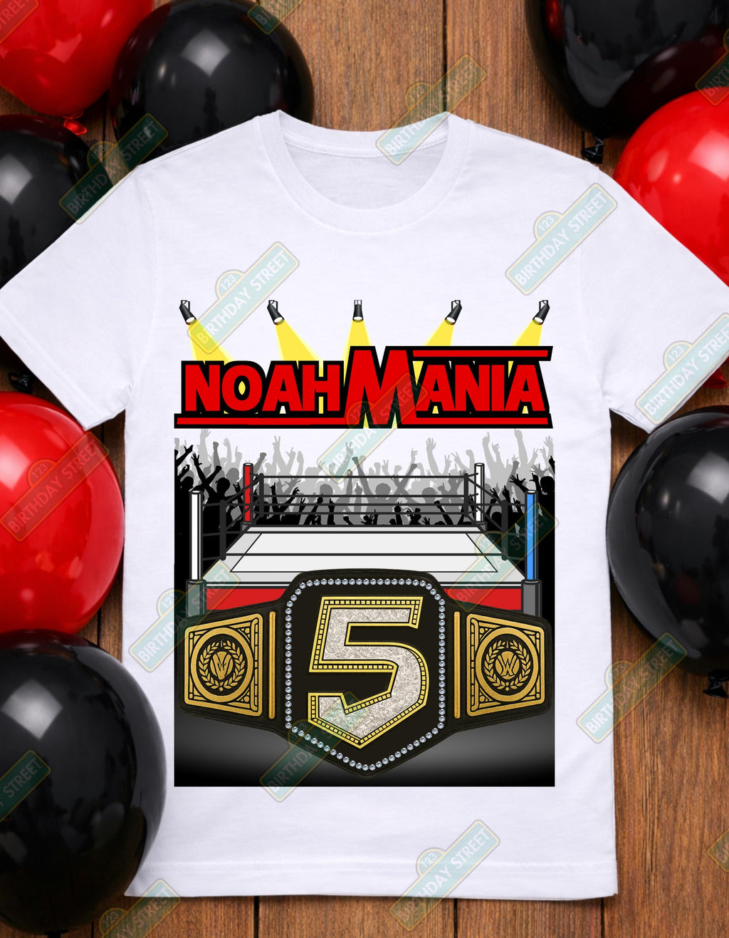 Wrestling Birthday Shirt PNG – Custom Name Age Wrestling Birthday Design – Kids Wrestling Party Shirt Digital Download