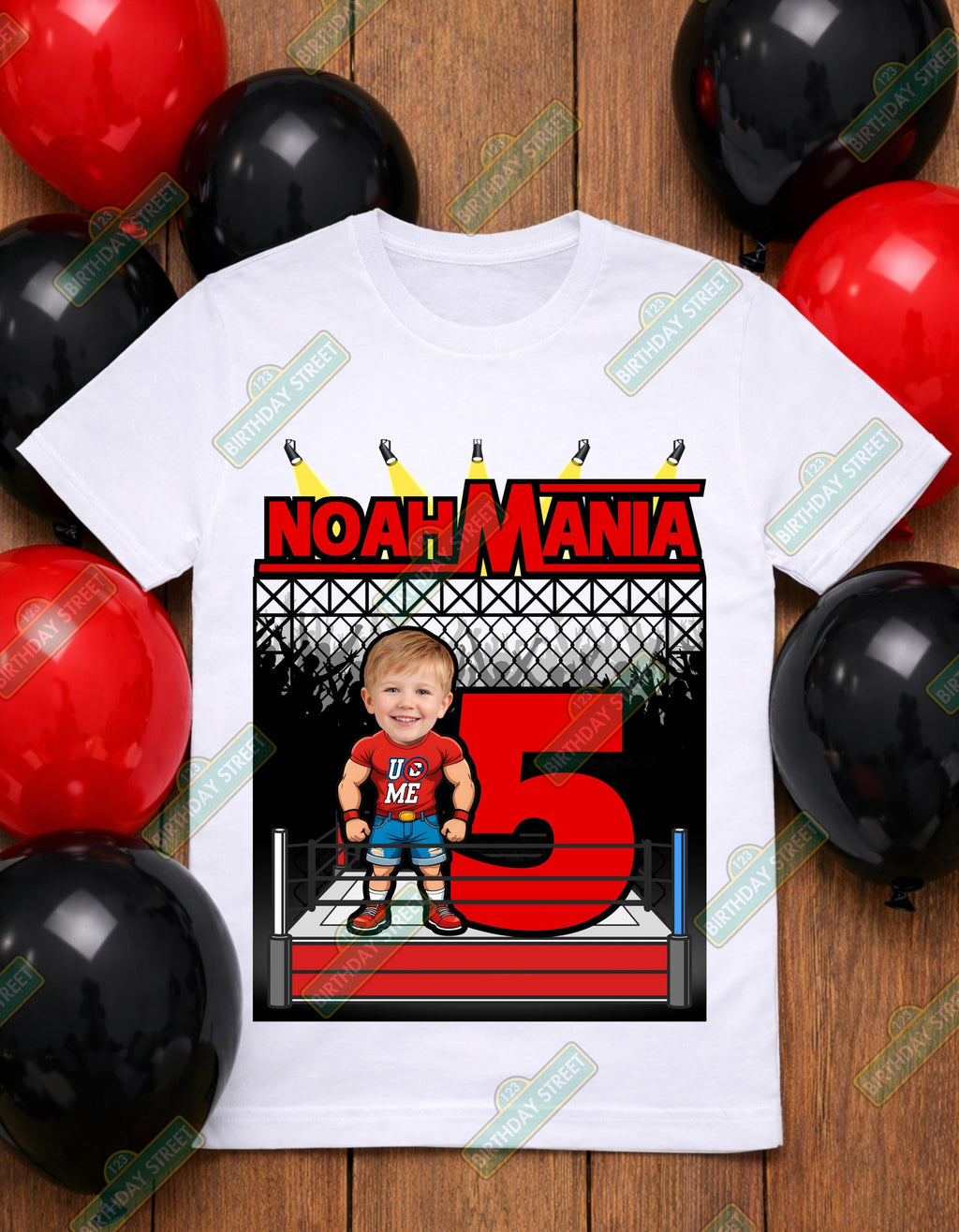Custom Wrestling Birthday Shirt with Photo | Personalized Kids Birthday Tee | Champion Birthday Shirt | Any Age Boy or Girl